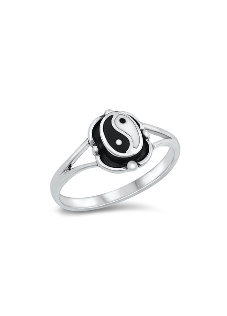 BAGUE EN ARGENT MASSIF MOTIF YIN YANG