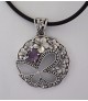 AGNES CREATIONS / JOLI PENDENTIF "FLORAL" EN ARGENT 925 ORNE D'UNE AMETHYSTE