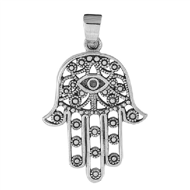 PENDENTIF mixte Main de fatma avec l'Œil qui voit tout argent 925