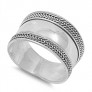 Bague Anneau Large Femme/Homme Argent 925 décor double tresses - 12 MM