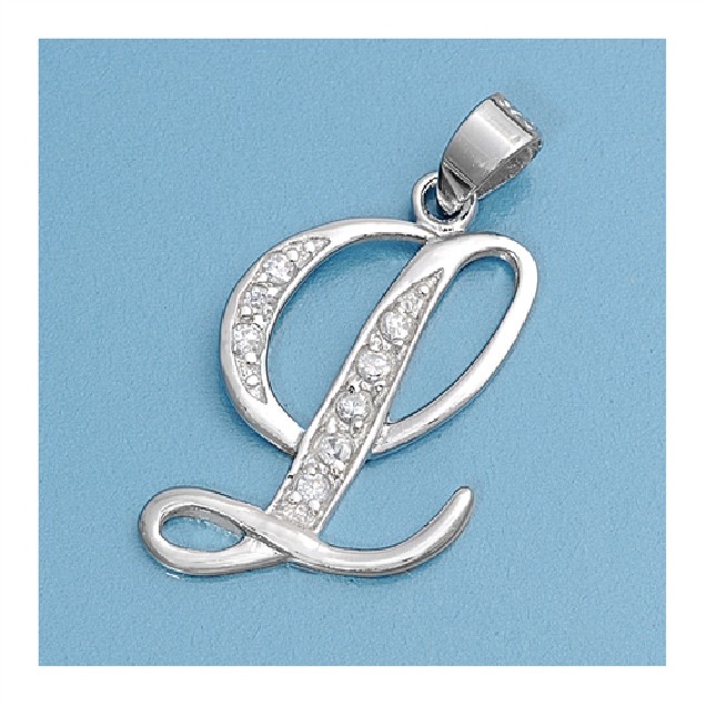 Pendentif initiale Lettre L argent 925 orné Zirconiums