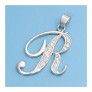 Pendentif initiale Lettre R argent 925 orné Zirconiums