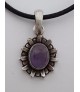 AGNES CREATIONS / JOLI PENDENTIF STYLE RETRO EN ARGENT 925 ORNE AMETHYSTE