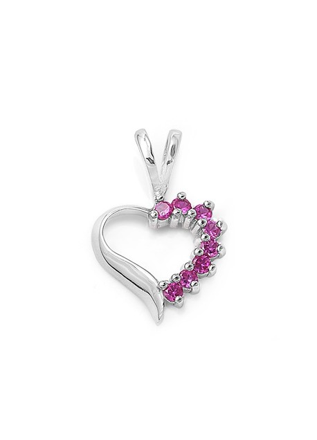 Pendentif Cœur argent 925 orné de rubis