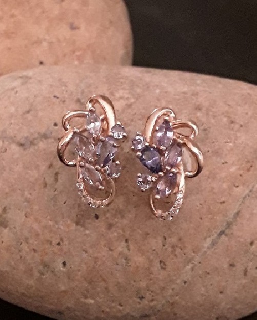 Sublimes Boucles d'oreilles de créateur ornées Améthystes en Vermeil