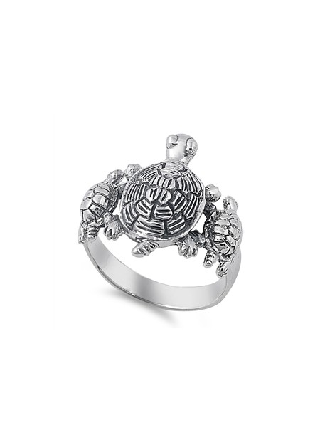 Bague Tortues en Argent Massif