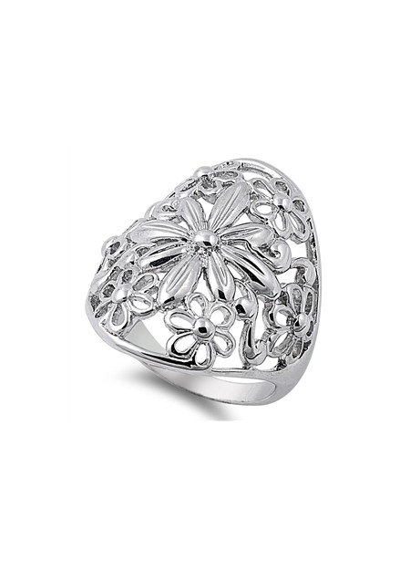 Bague Fleur en Argent Massif