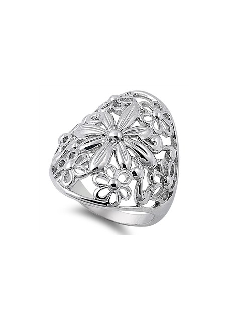 Bague Fleur en Argent Massif