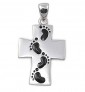 Pendentif Croix & Empreintes de pieds en Argent 925