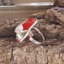 BAGUE COQUILLAGE ROUGE EN ARGENT 925