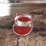 BAGUE COQUILLAGE ROUGE EN ARGENT 925