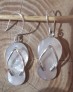 BOUCLES D'OREILLES ORIGINALES Tongs Argent 925 & Nacre naturelle