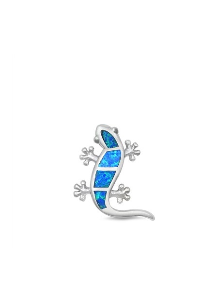 Pendentif Lézard orné d'Opale bleue en Argent 925