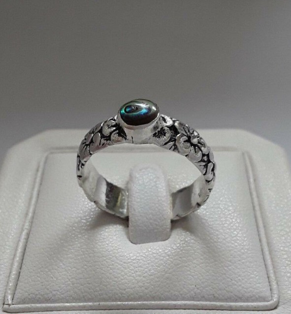 AGNES CREATIONS // BAGUE FEMME FLEUR Nacre Abalone ARGENT 925 - TAILLE 55